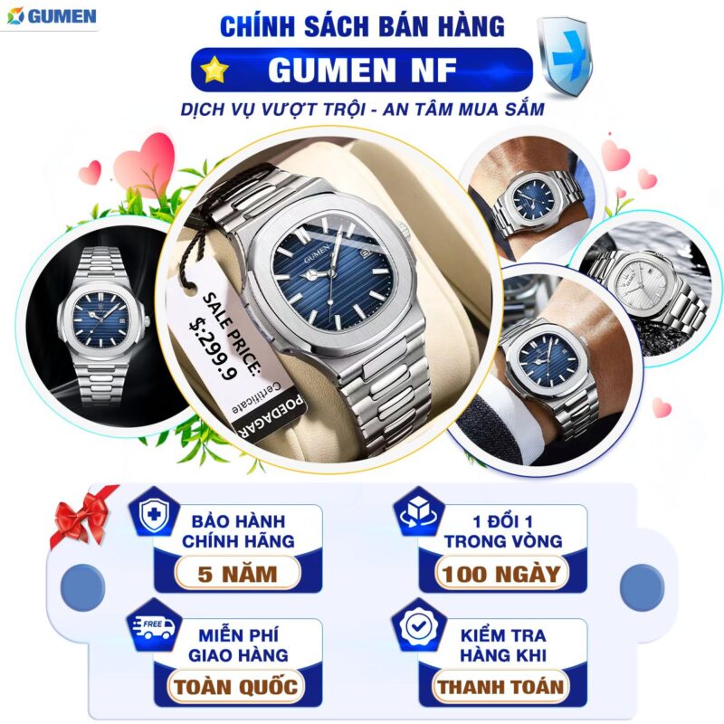 Đồng Hồ Đeo tay Nam Gumen Pd08 Đẳng cấp Thời Thượng Chính Hãng Sản Xuất Tại Thụy Sĩ Bảo Hành 5 Năm Hơn + 20.000 Lượt Mua hàng