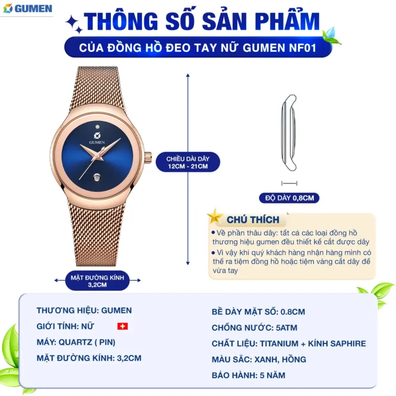 Đồng Hồ Đeo Tay Nữ Gumen Nf01